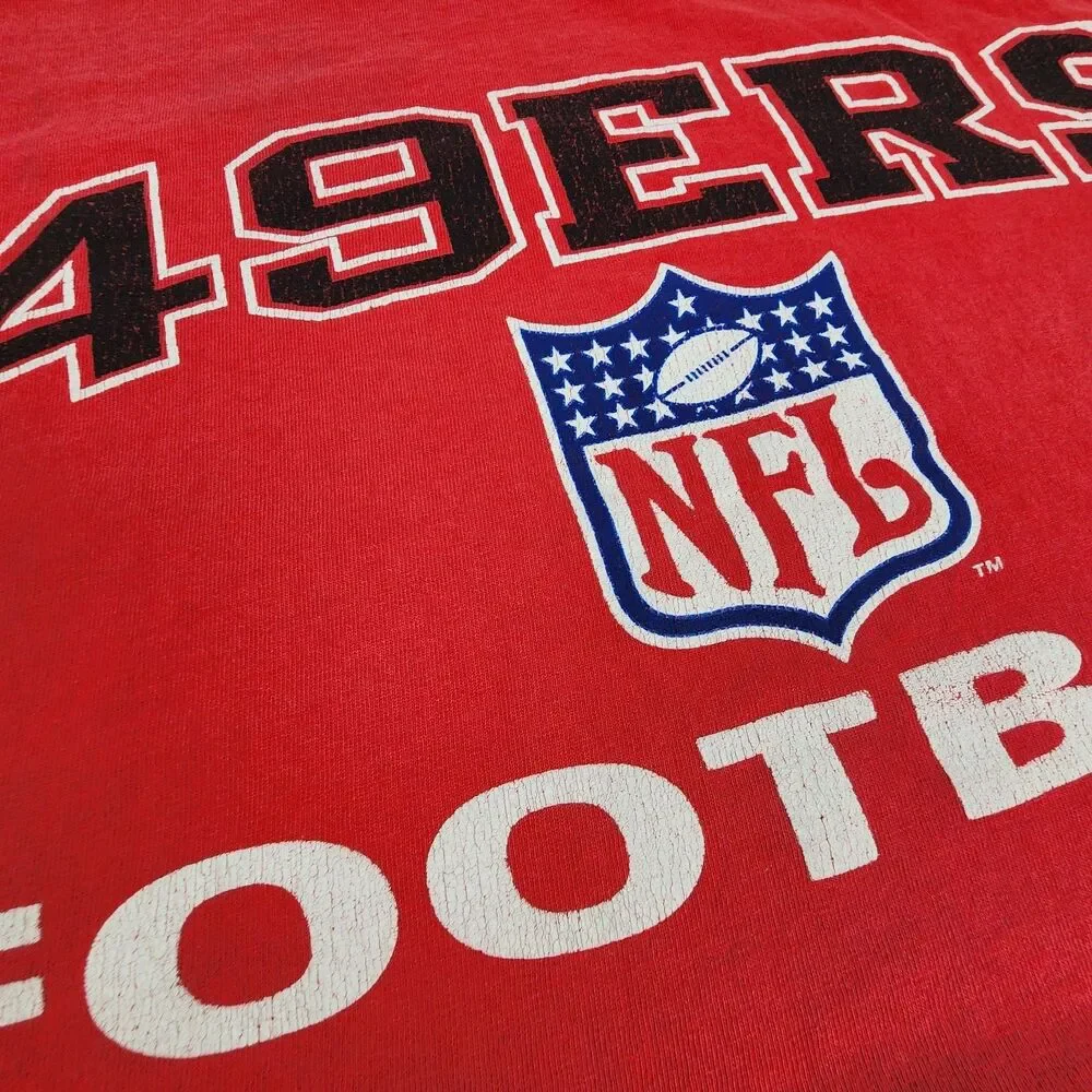 Vintage 1995 Champion San Francisco 49ers NFL Football T Shirt Men's XL Red